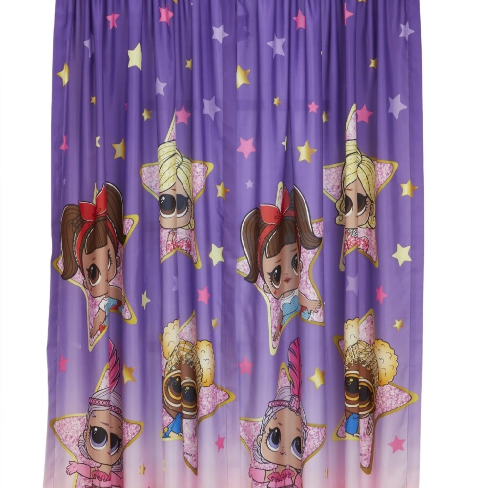LOL Surprise! Kids Bedroom Window Curtains, 2 Panel Set, 63" Length, Purple